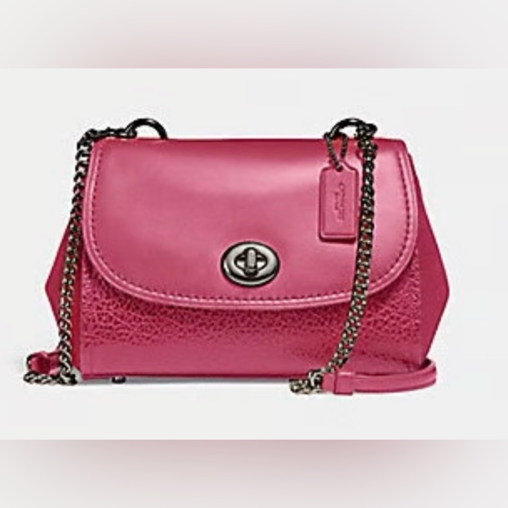 COACH Faye Crossbody Purse Bag Magenta Pebbled Leather